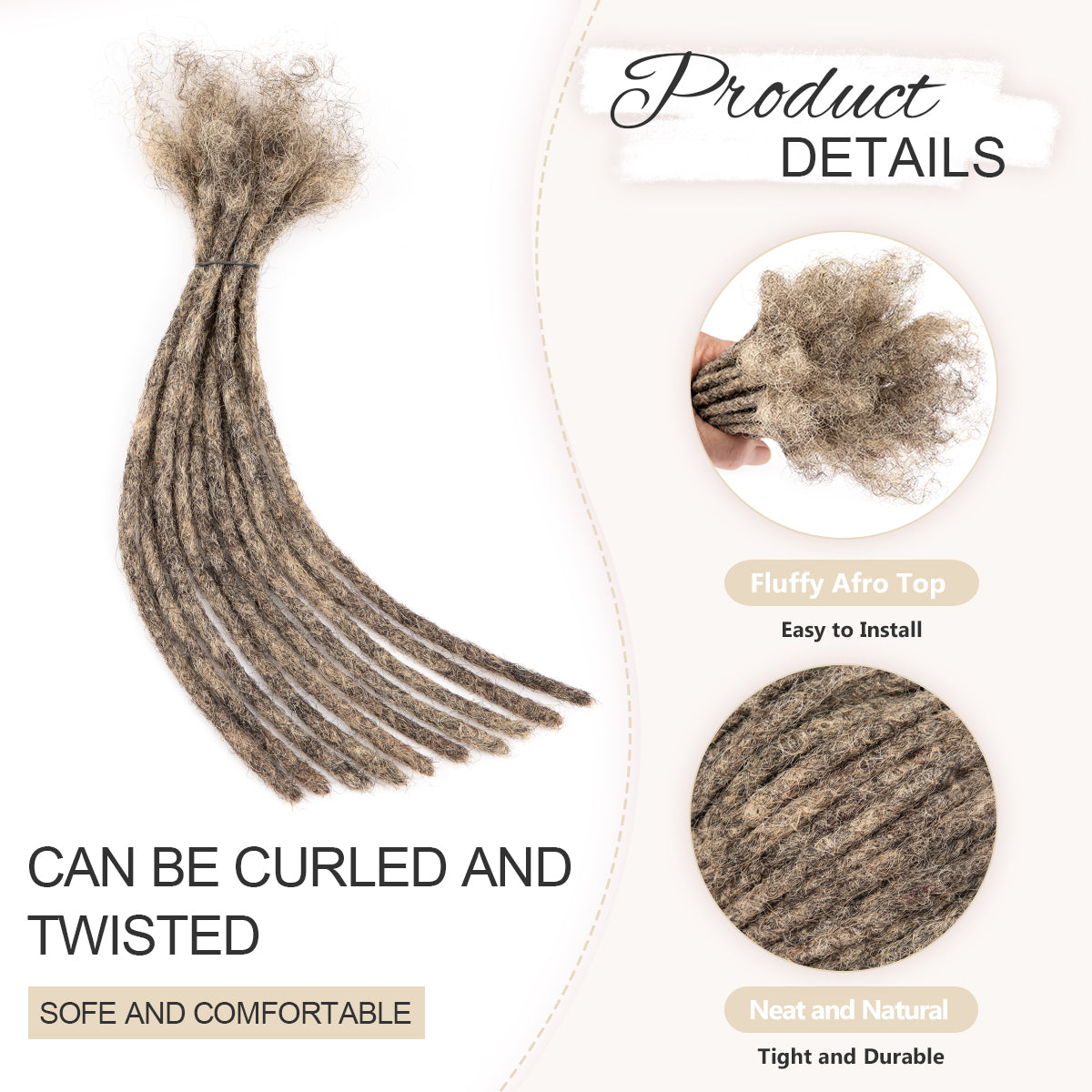 Mix #1B/613 Color Dreadlocks Extensions Human Hair Handmade Locs For Men and Women