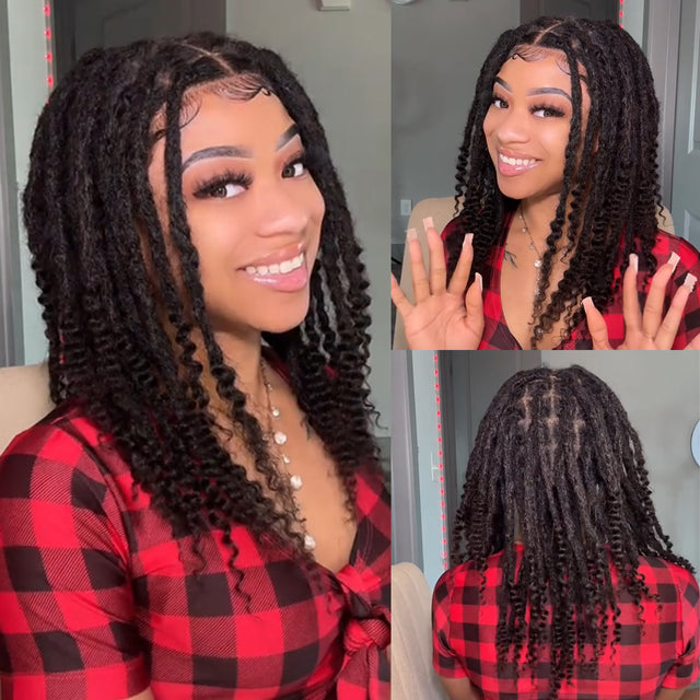 Freego human hair dreadlocks full lace wig, 10-12 inch curly ends