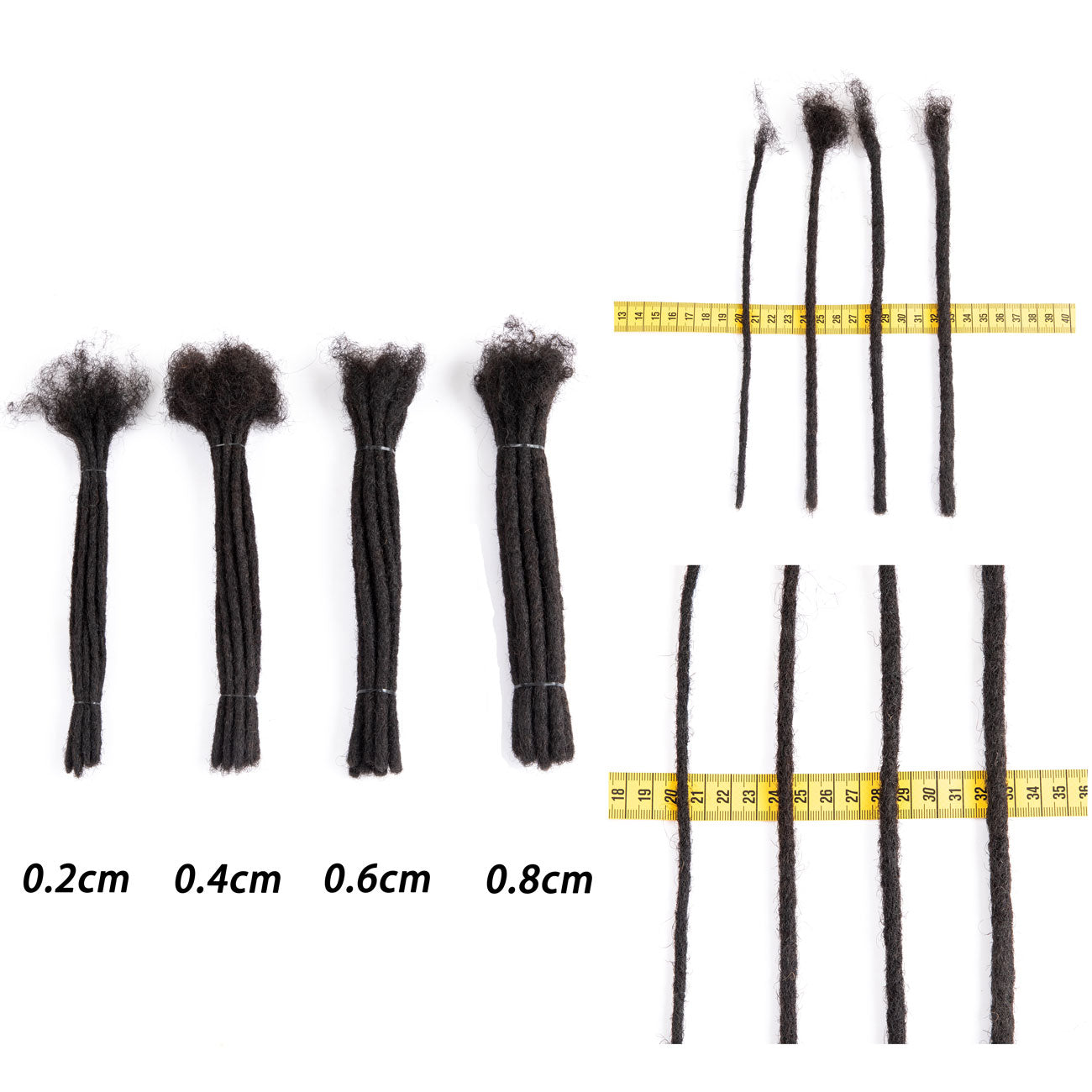 Extensions de cheveux humains permanentes, 4 à 18 pouces, épaisseur de 0.4cm, Dreadlocks, Locs