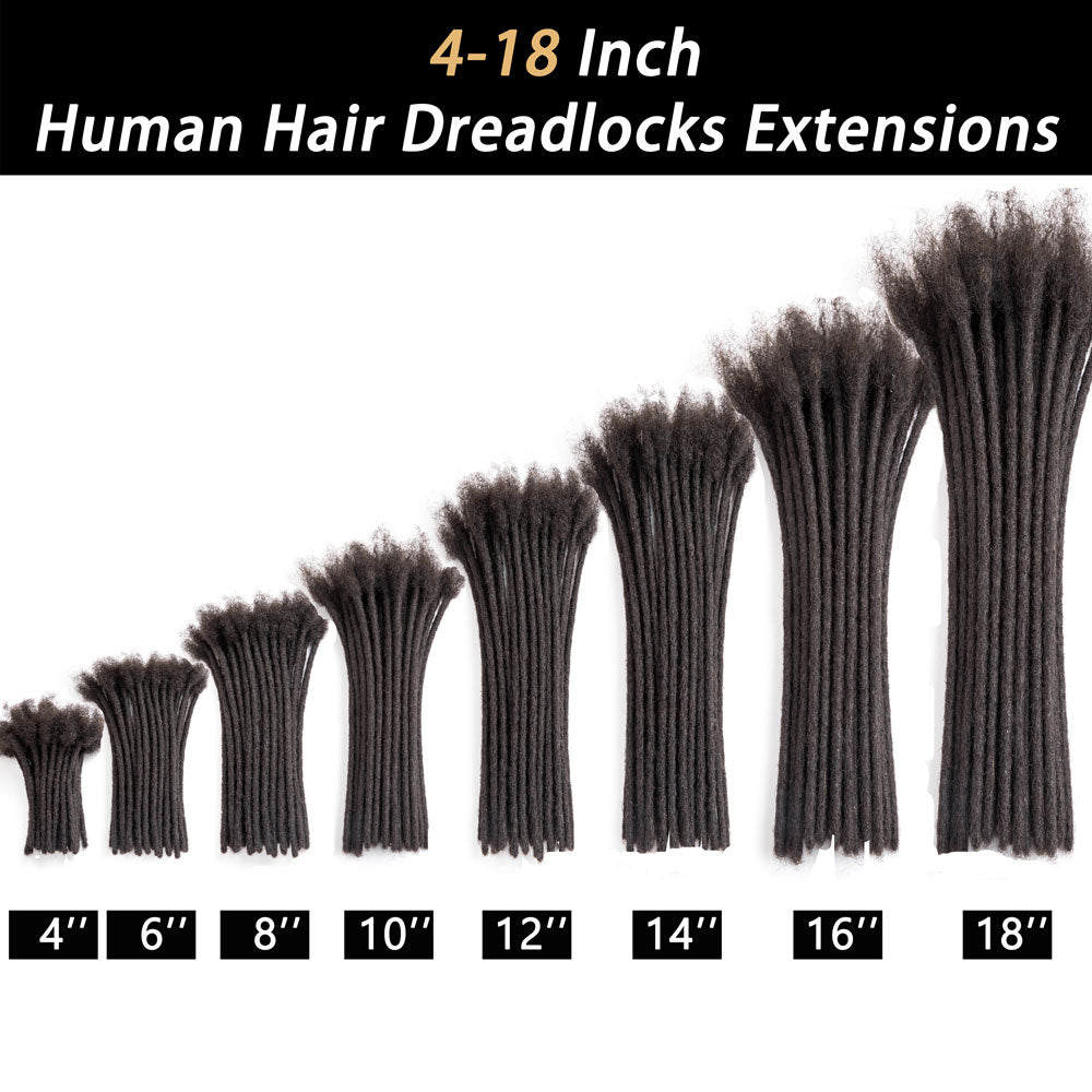0.8cm Human Hair Dreadlocks Extensions Locs Dreads Hair Extensions For Men and Women (6-18 Inch)