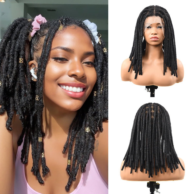 Human Hair Dreadlocks Full Lace Wig 12 inches