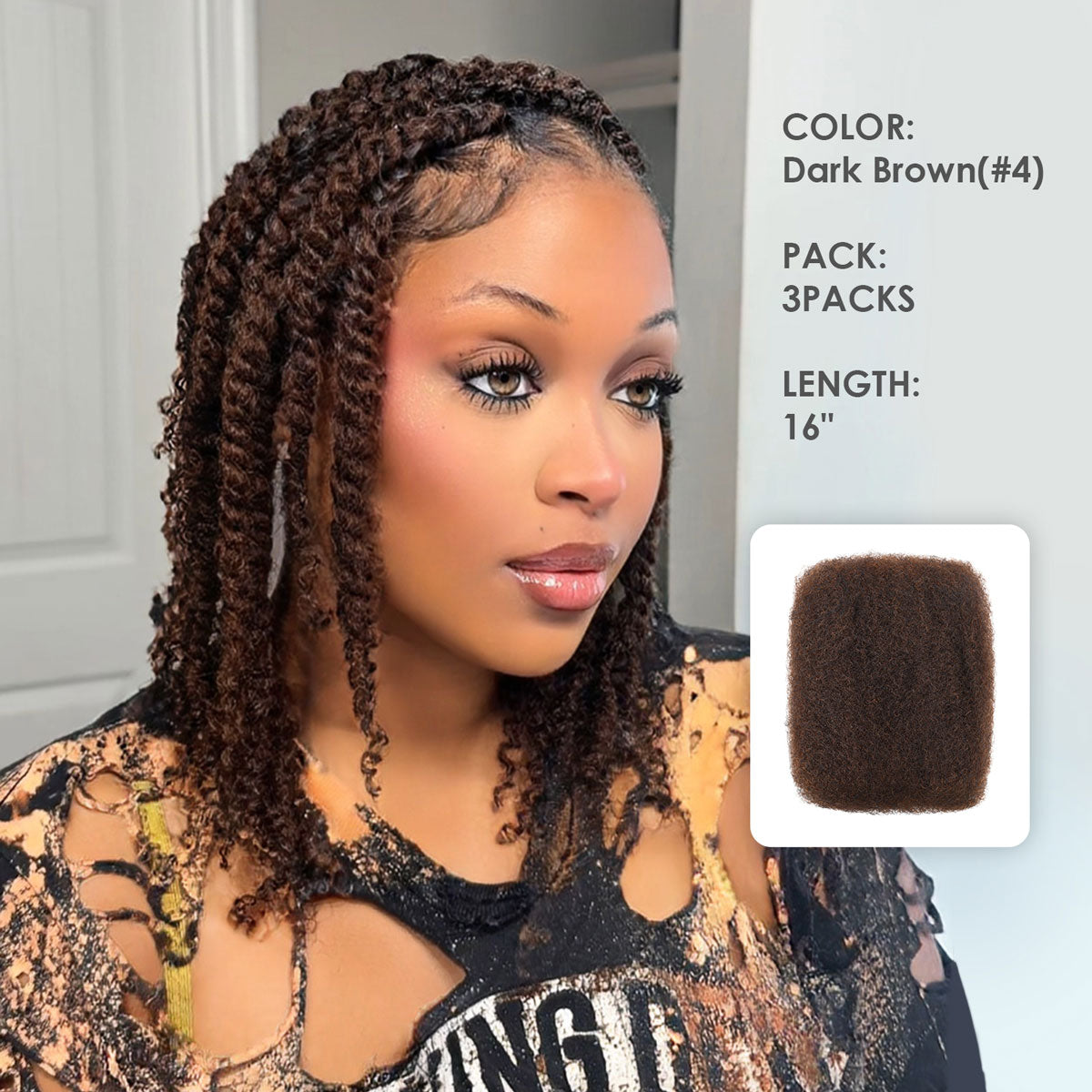 #4 Afro Kinky Bulk Human Hair for Dreadlocks/Braids/Twists/Repair Locs