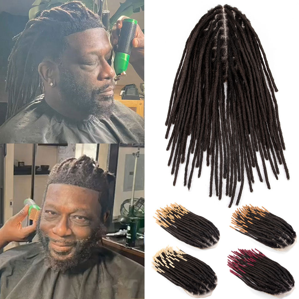 Afro Dreadlocks Toupee Afro locs Base Unit For Black Men 100% Human Hair Weave Hair Unit 8x10inch with Transparent Lace