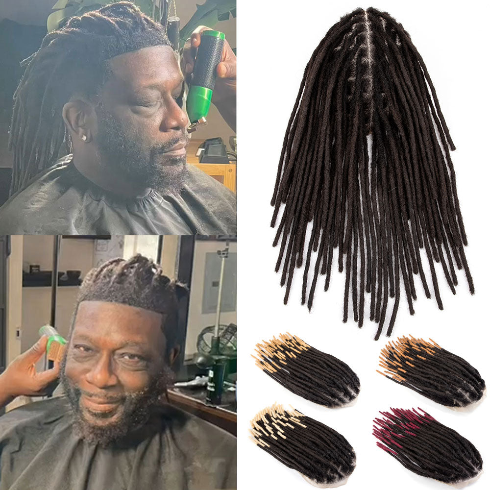 Afro Dreadlocks Toupee Afro locs Base Unit For Black Men 100% Human Ha