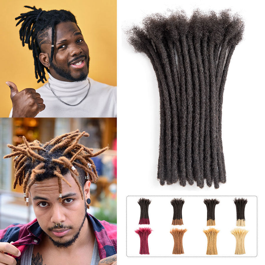 0.6cm Human Hair Dreadlocks Permanent Locs Extensions Afro Dreads For Men and Women (4-18 Inch)