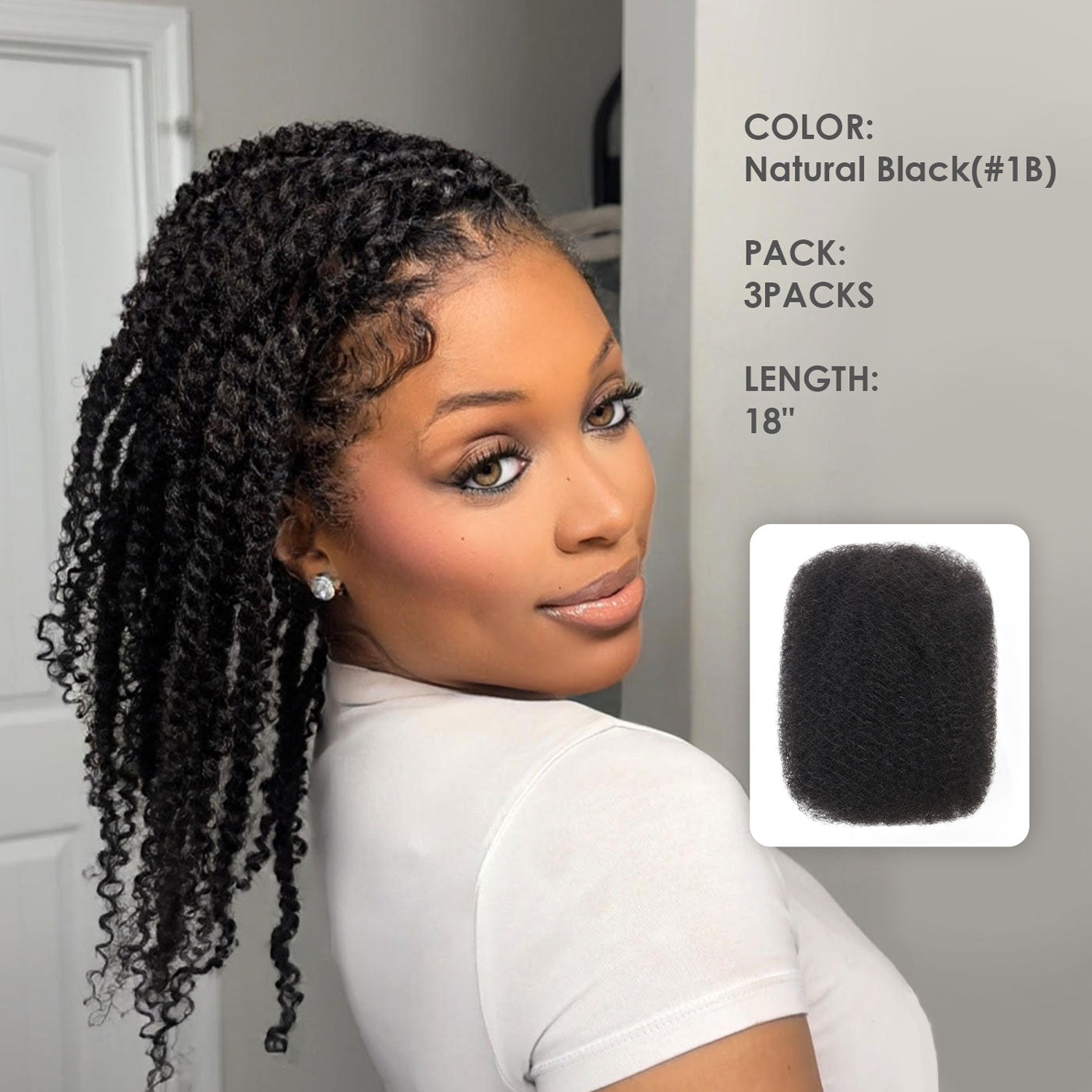 Afro Kinky Bulk Human Hair For Braiding Dreadlocks Hair 4C 8-22 Inch