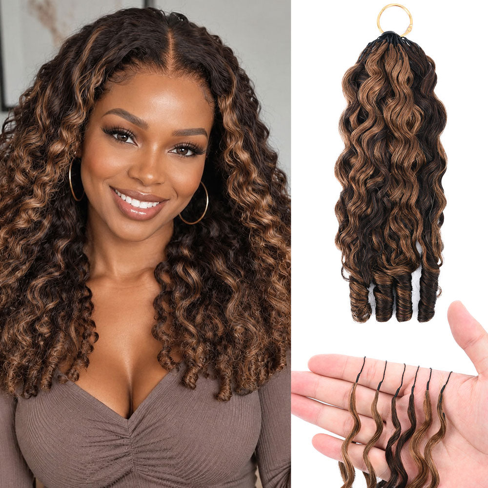 Highlight Burmese Curly Crochet Hair Feather Human Hair Extension