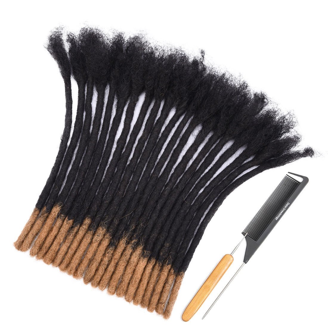 T1B/30 brown tips handmade human hair dreadlocks, 0.4-0.8cm thickness T1B/30 human hair dreadlocks extensions with brown tips, 0.4-0.8cm thickness.