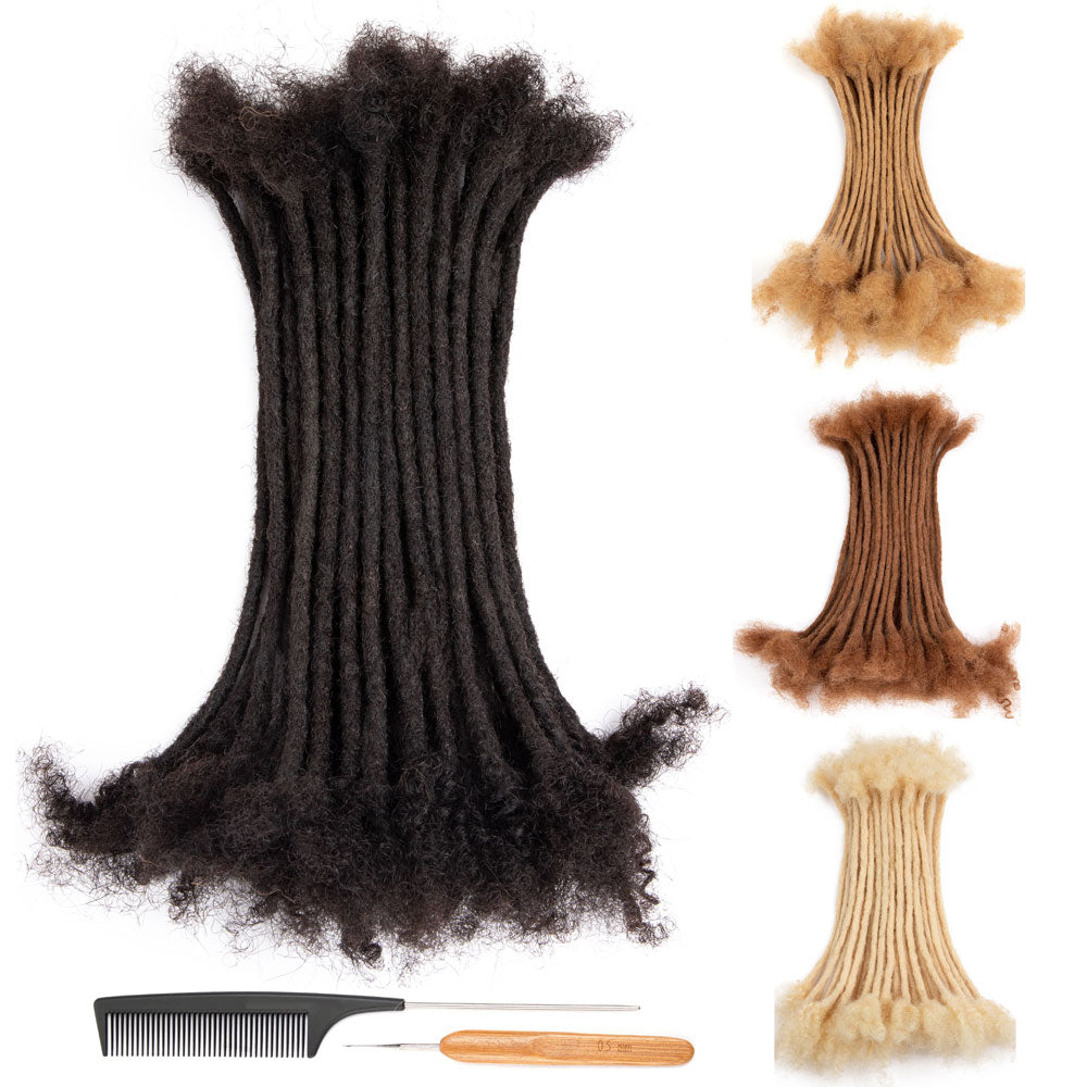 Double Loose Dreadlocks Extensions Human Hair 8 inch 0.6cm Thickness