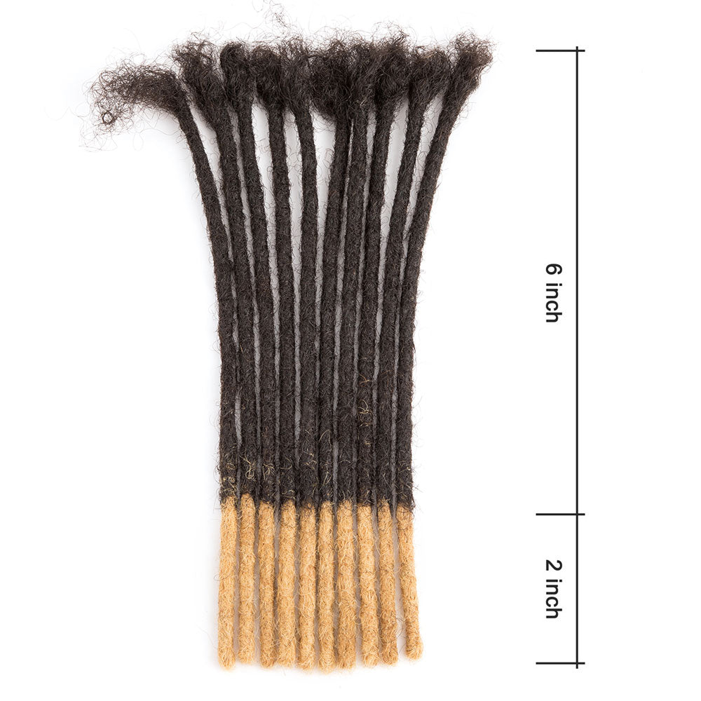 #T1B/27 Honey Blonde Tips Color Human Hair Dreadlocks Extensions Handmade Locs For Men and Women 0.4-0.6cm Thickness