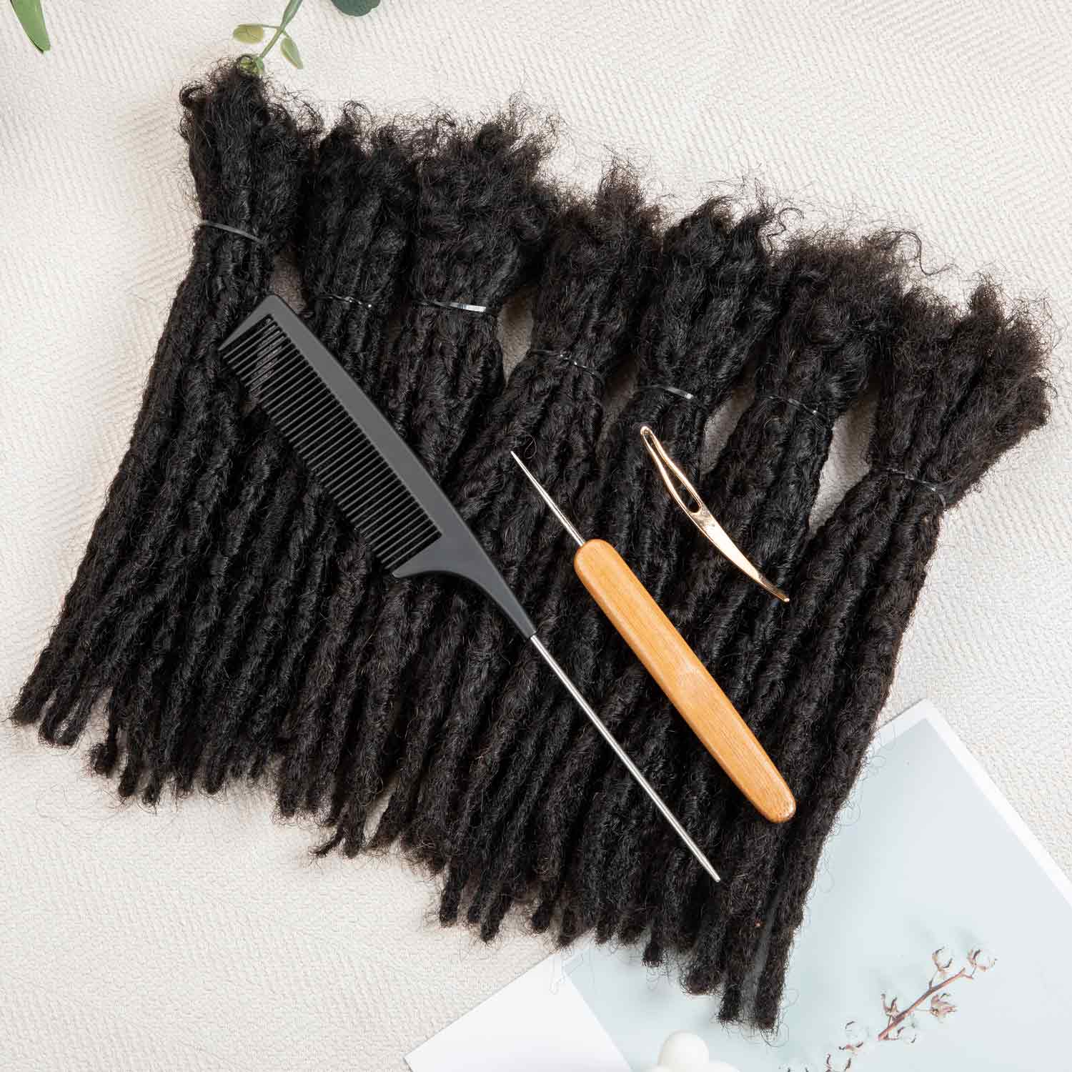 Interlocking Locs 100％ Real Human Hair Loc Extensions, Whole long hair, Full Handmade natural black