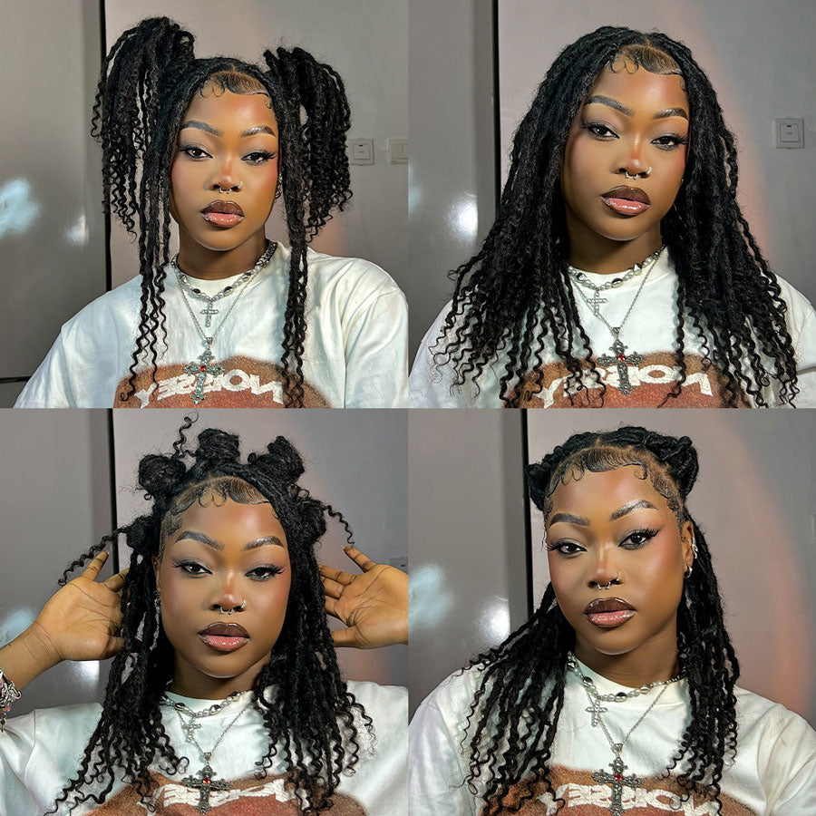 Human Hair Loc Extensions with Curly Ends, Weft Locs，Full Handmade Whole Long Hair Production