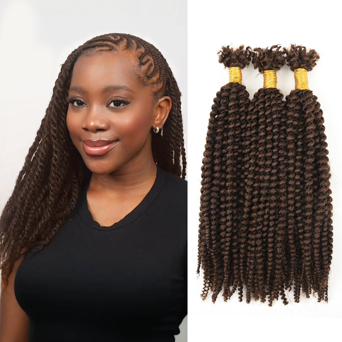 #4 Afro Kinky V Bulk Human Hair For Twist Crochet Braiding Hair 12-20 Inch