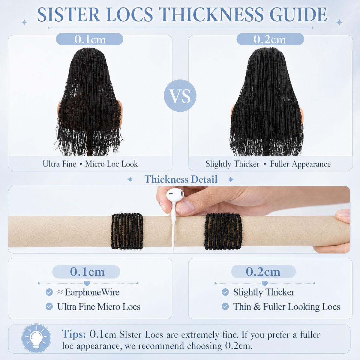 Pre-Looped Interlocking Sisterlocks Curly Tips 100％ Real Micro Locs Extensions Human Hair, Full Handmade Natural Black