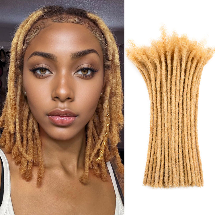 #27 Honey Blonde Human Hair Dreadlocks Extensions  Handmade Locs For Men and Women 0.4cm-0.8cm Thickness