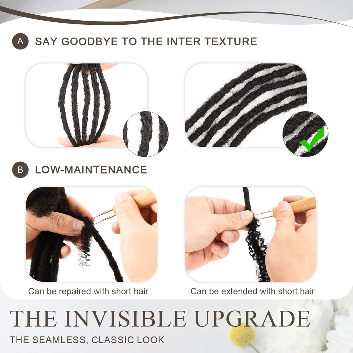 Fusion Locs 100％ Human Hair Loc Extensions, Lighter and Softer, Natural Black