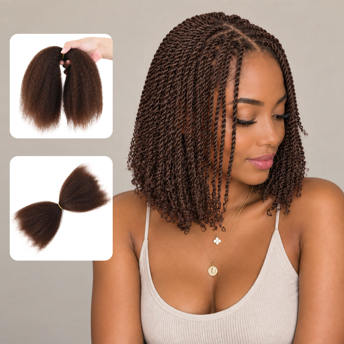 #4 Pre Stretched Braiding Hair for Twist Braids Kinky Straight Texture 100% Human Hair Extensions