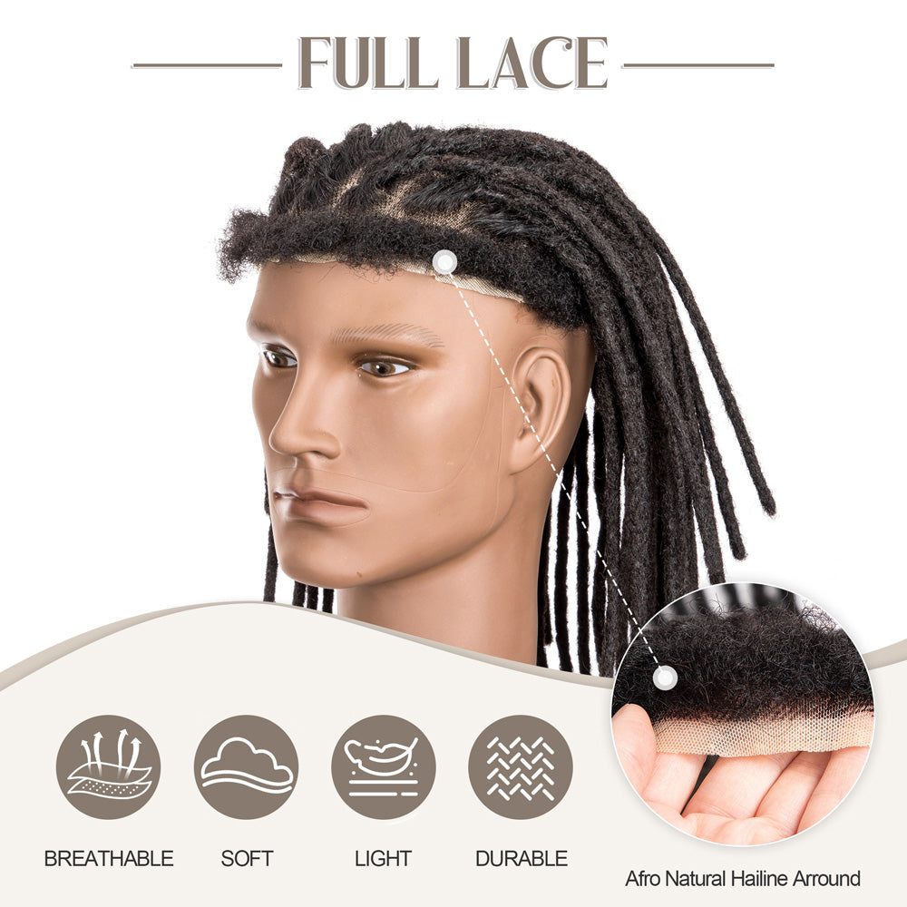 Afro Dreadlocks Toupee Afro locs Base Unit For Black Men 100% Human Hair Weave Hair Unit 8x10inch with Transparent Lace