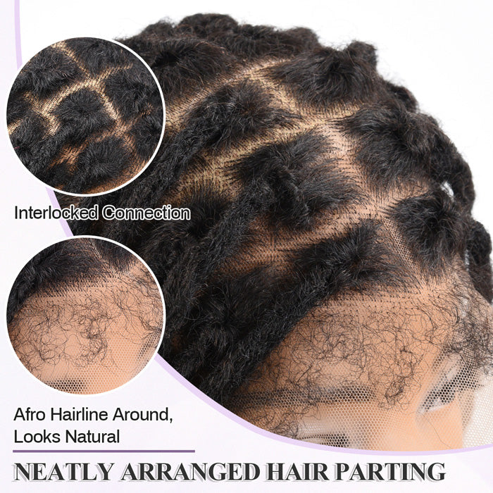 Freego Curly Ends Human Hair Dreadlocks Full Lace Wig 10-12 inches