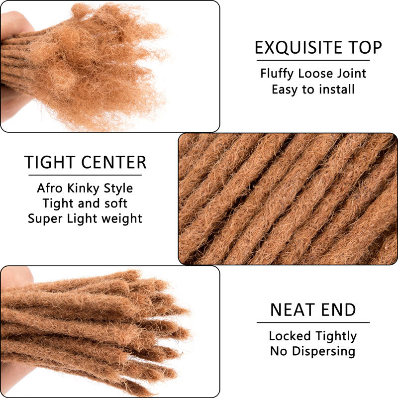 Medium Auburn Dreads Extensions 30 # Dreadlocks de cheveux humains 8 pouces Locs Hair 0.4cm-0.8cm