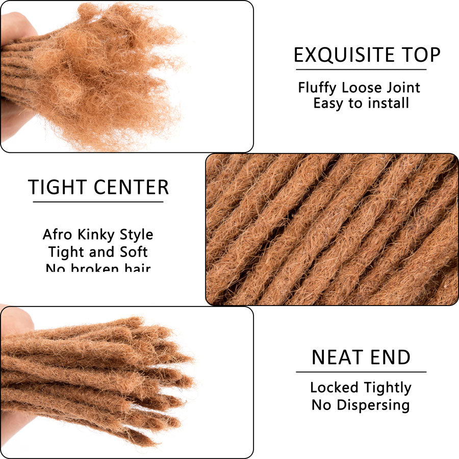 #30 Brown Human Hair Dreadlocks Extensions Handmade Locs 0.8cm thickness