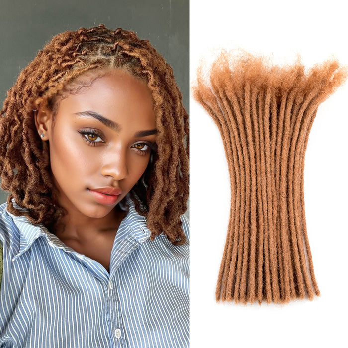 #30 Brown Human Hair Dreadlocks Extensions Handmade Locs For Men and Women 0.4cm-0.8cm Thickness