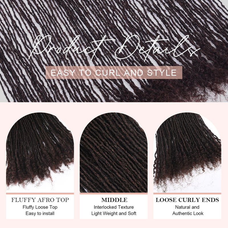 #2 Interlocking Sisterlocks Curly Tips 100％ Real Micro Locs Extensions Human Hair, Full Handmade