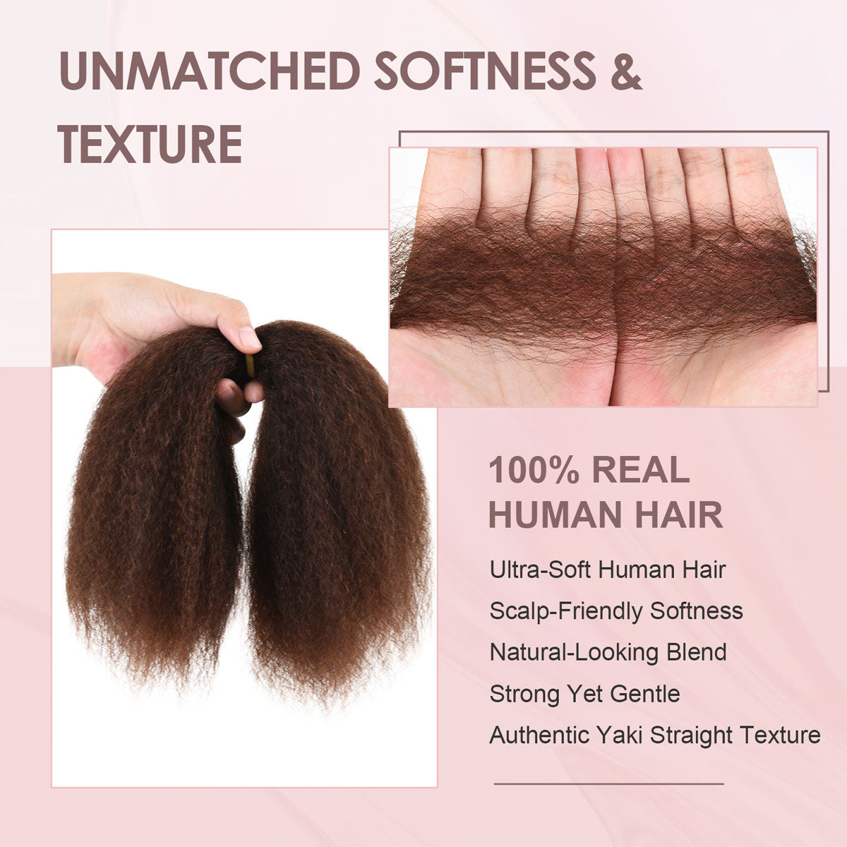 #4 Pre Stretched Braiding Hair for Twist Braids Kinky Straight Texture 100% Human Hair Extensions