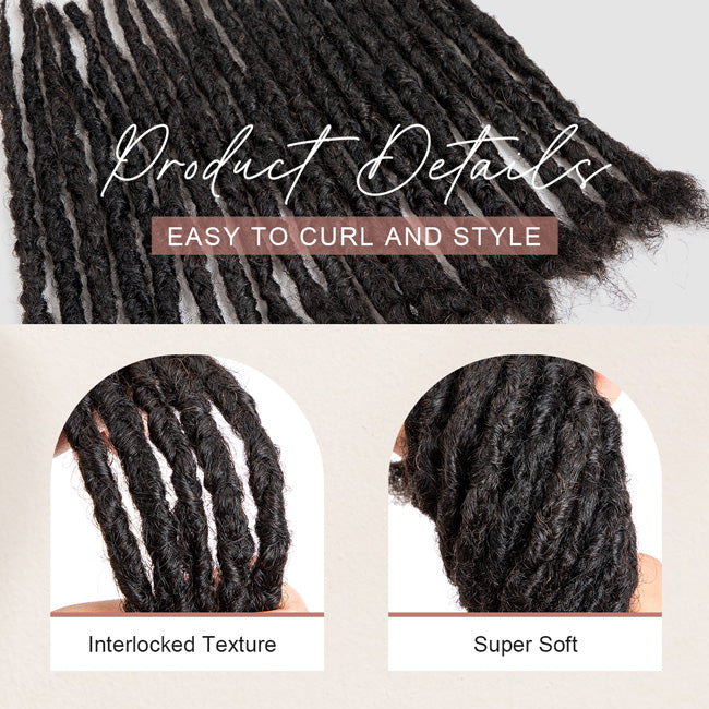 Interlocking Locs 100％ Real Human Hair Loc Extensions, Whole long hair, Full Handmade natural black