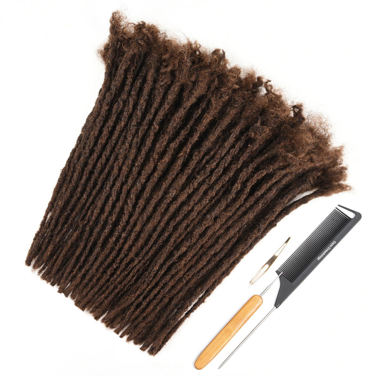 #4 Dark Brown Interlocking Locs 100％ Real Human Hair Loc Extensions, Whole long hair, Full Handmade