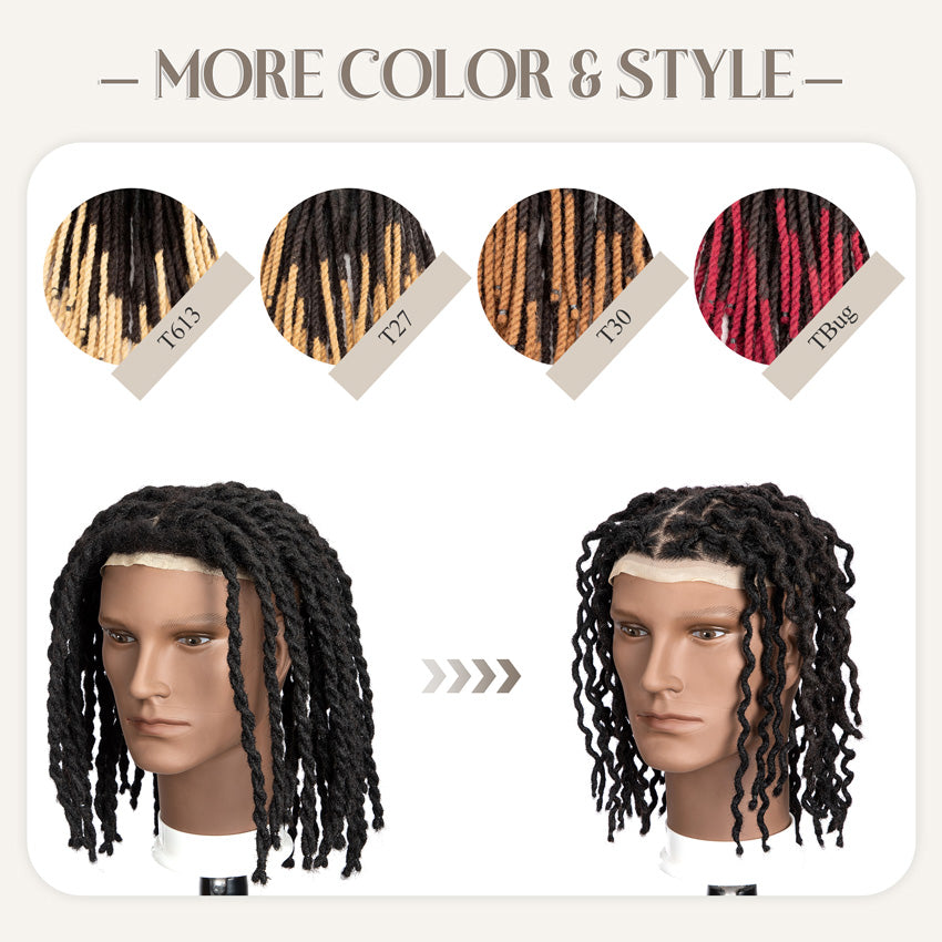 Deux brins Twist Dreadlocks Toupee Afro Retwisting Locs Unité de base pour hommes noirs 100 % cheveux humains Weave Hair Unit 8 x 10 pouces avec dentelle transparente