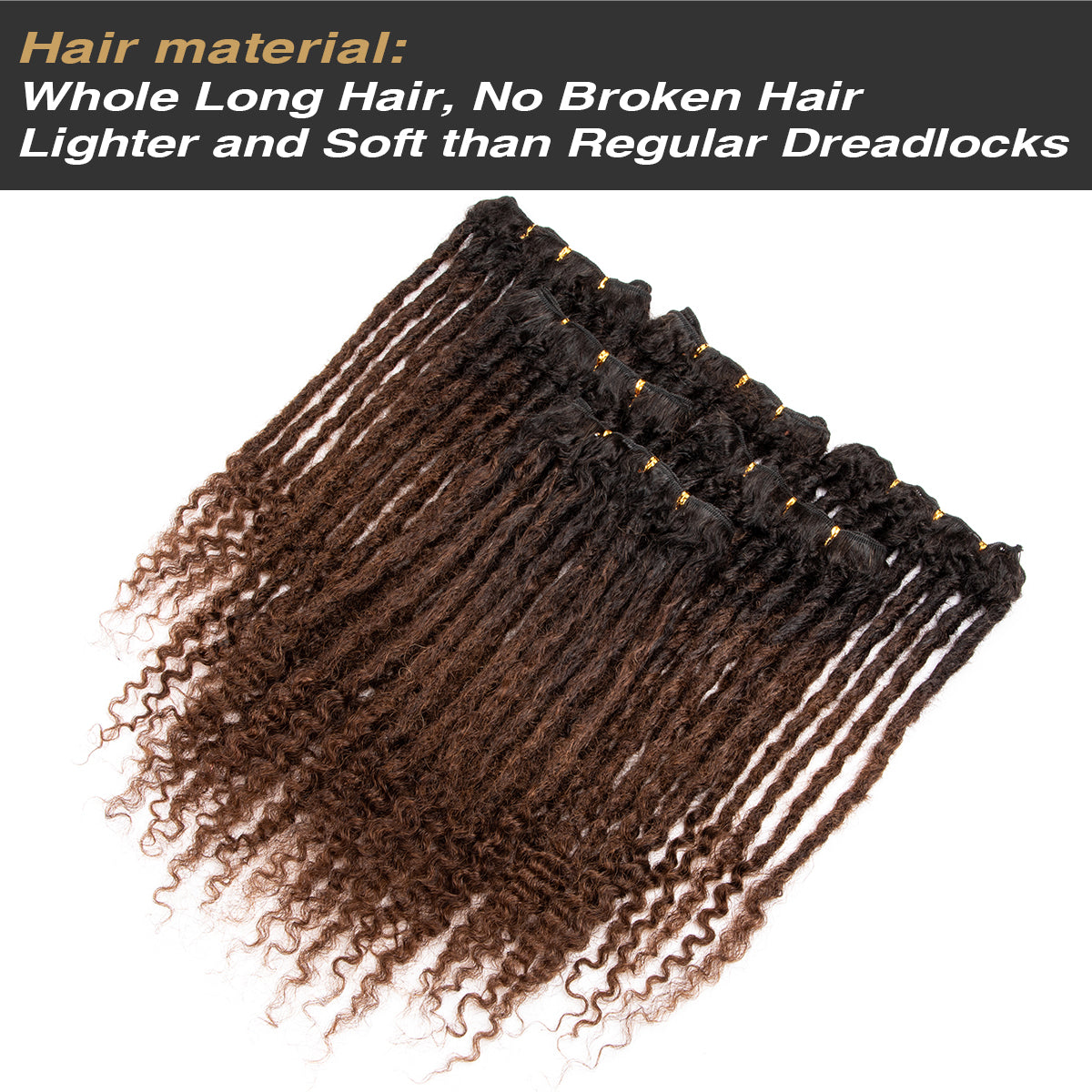 Human Hair Dreadlocks Extensions Freego Curly Ends Handmade Permanen Dreads Locs Hair Extensions For Men and Women