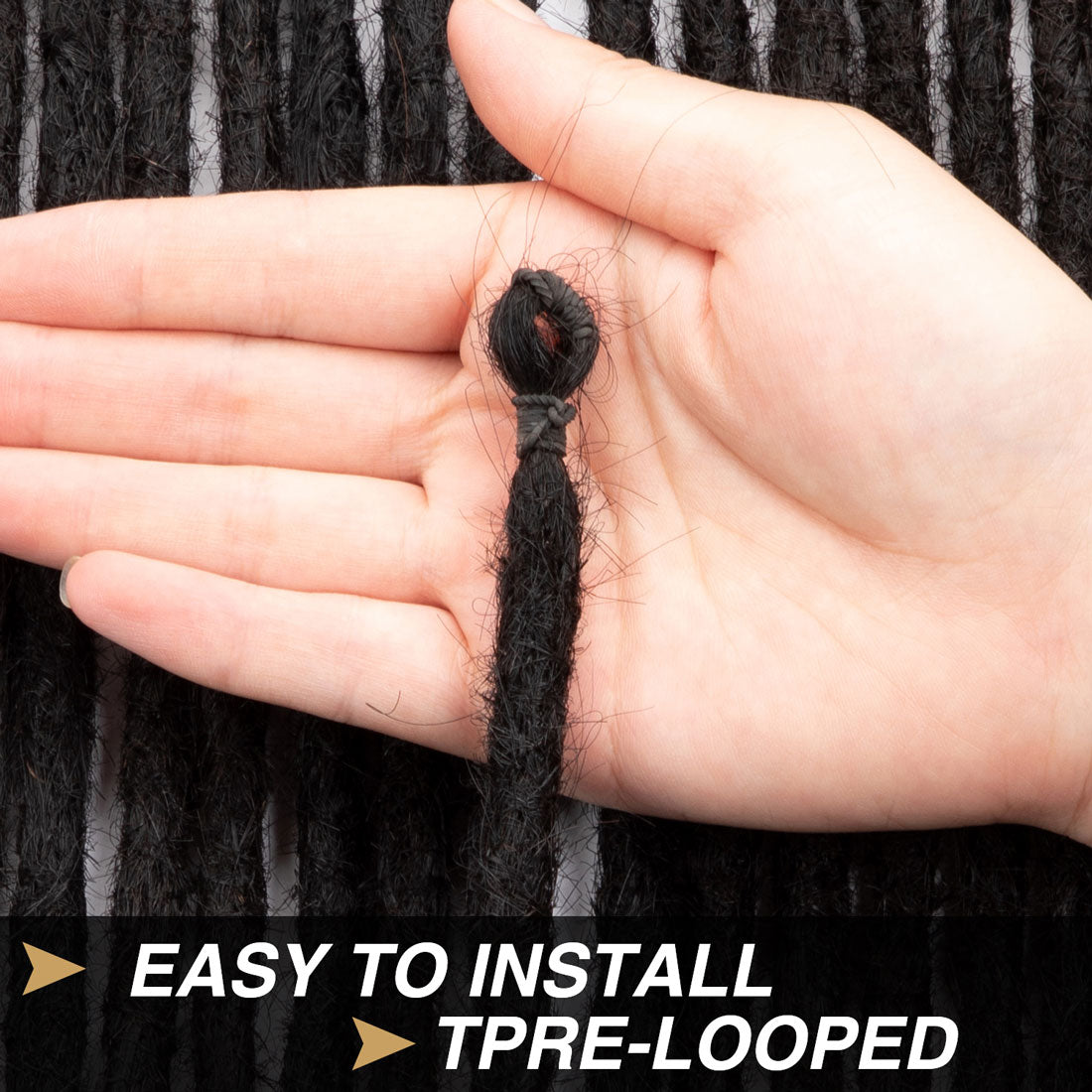 Pre-Looped Straight Human Hair Dreadlocks Extensions Single Ended Handmade Locs For Men and Women 0.6cm Thickness