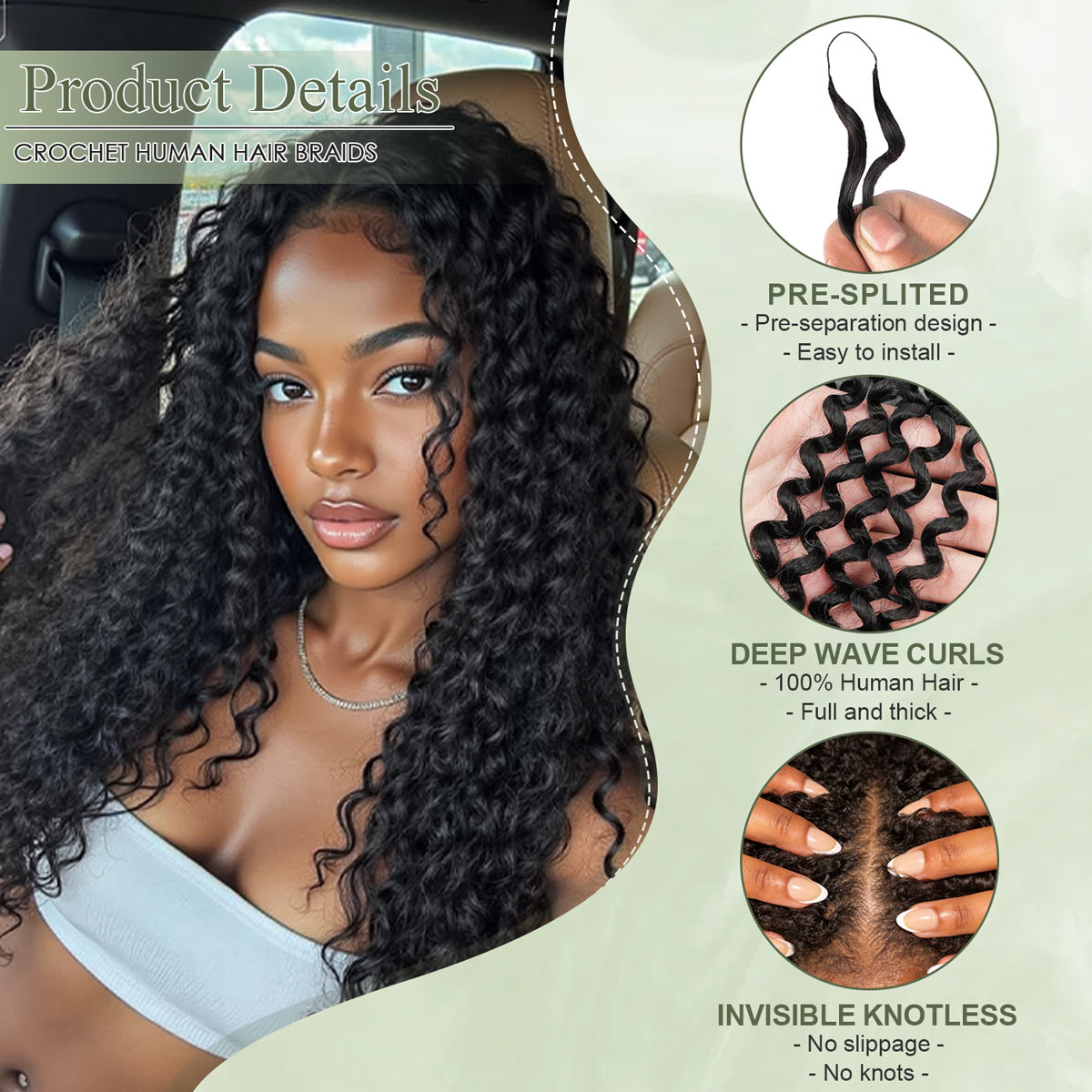 Jerry Curly Crochet Hair Natural Black Feather Human Hair Extensions