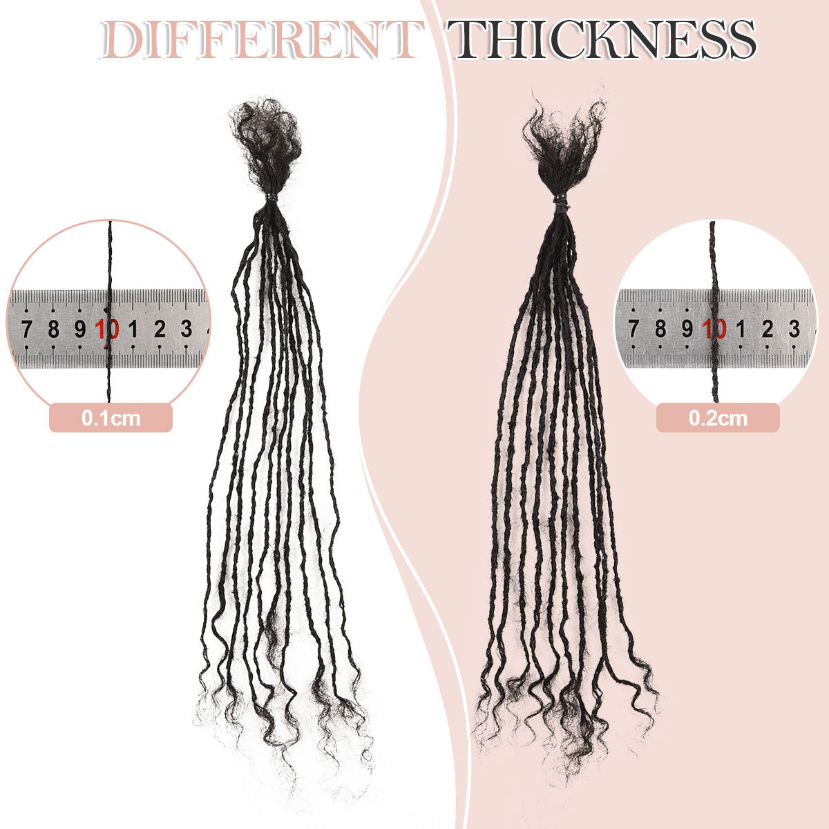 Sister Locs Interlocked 100％ Real Human Hair Loc Extensions, Full Handmade Micro Locs with curly ends Natural Black