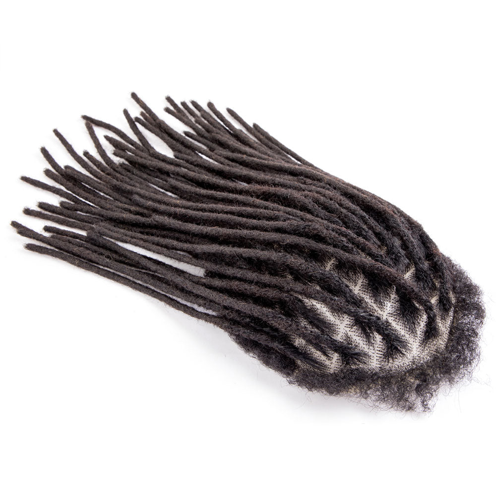 Unité de Base Afro Dreadlocks toupet Afro locs pour hommes noirs, tissage de cheveux 100% naturels, 8x10 pouces avec dentelle transparente