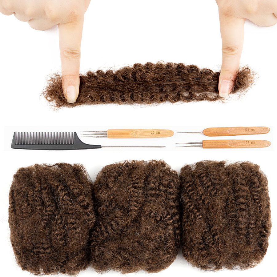#4 4C Afro cheveux humains en vrac pour dreadlocks, extensions de réparation 6 pouces