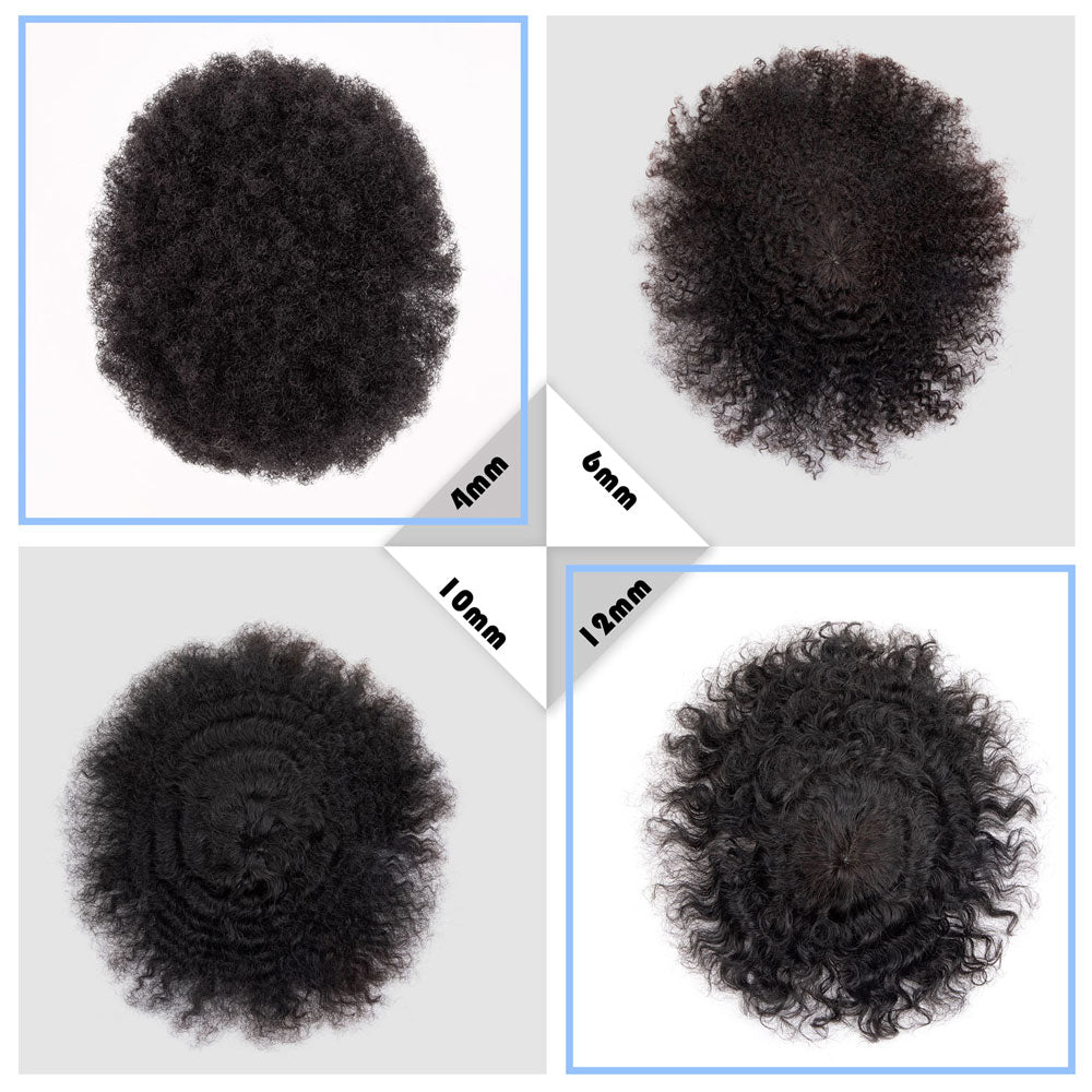 Afro Hair Toupet 4/6mm Curl 100% Unité de base de cheveux humains