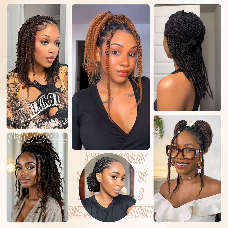 Collage of African American women with diverse hairstyles including braids, twists, and curls. The images showcase the beauty and creativity of Black hair culture.
