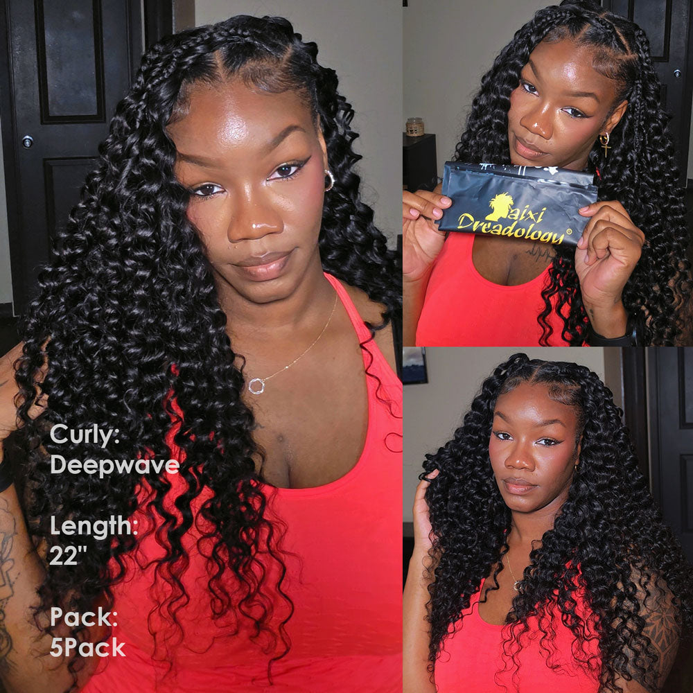 Deep Wave Crochet Hair Natural Black Feather Human Hair Extension