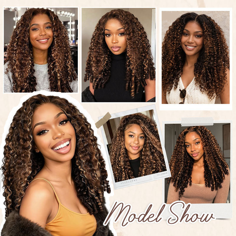 Highlight Burmese Curly Crochet Hair Feather Human Hair Extension
