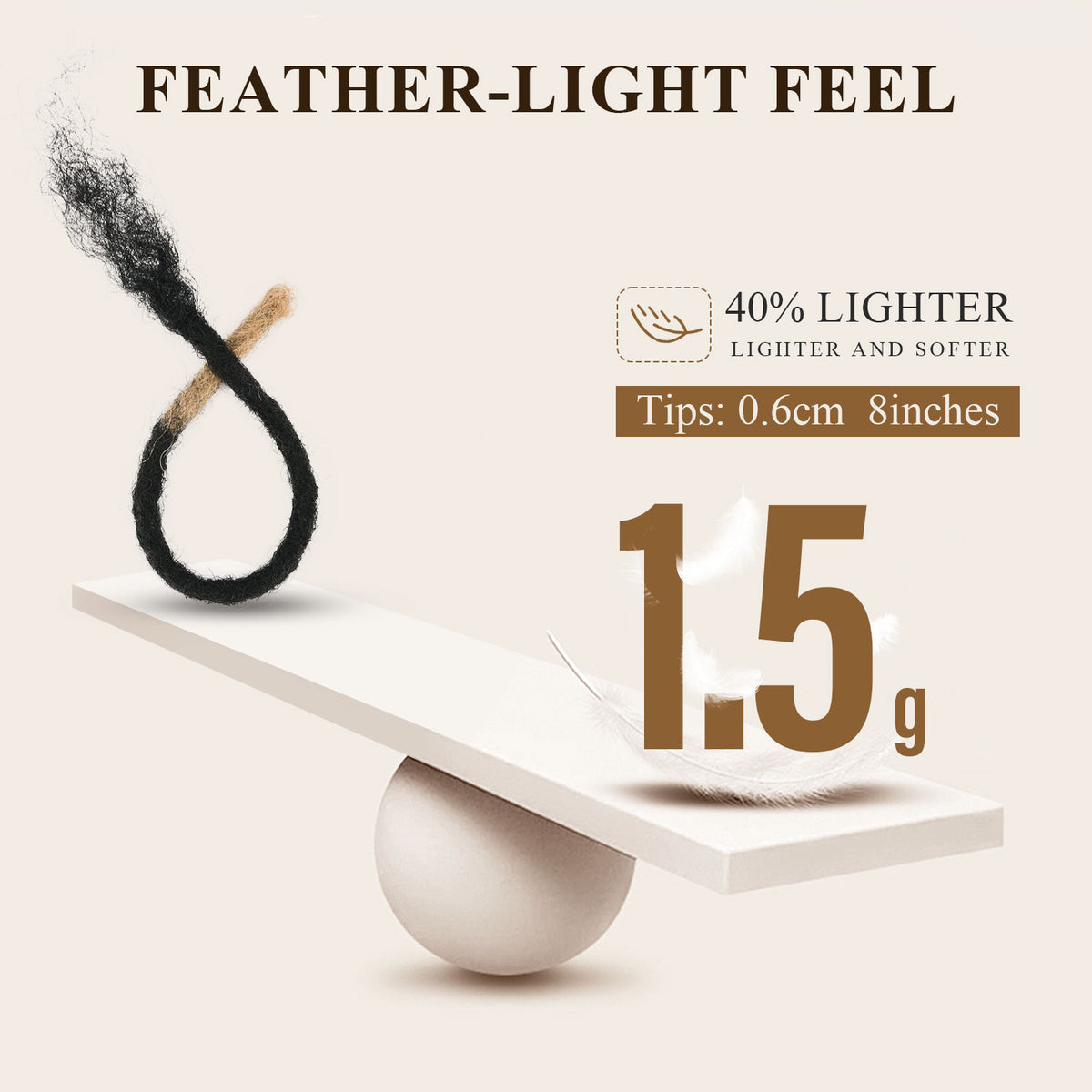 Lightweight soft loc extensions weighing 1.5 grams per strand.