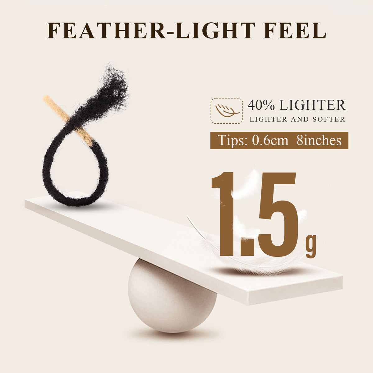 Lightweight soft loc extensions weighing 1.5 grams per strand.