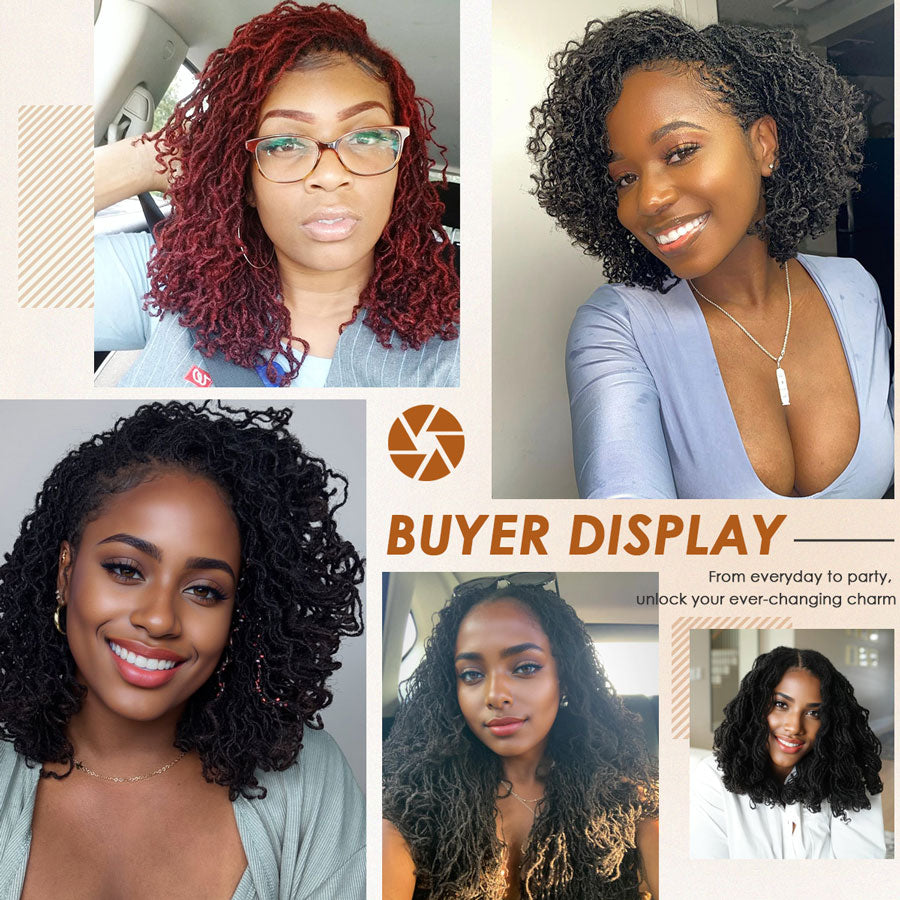 Curly Wave Sister Locs Interlocked 100％ Real Human Hair Loc Extensions, Full Handmade Natural Black