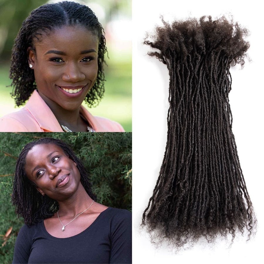 0.1cm Sister Locs 100％ Real Human Hair Loc Extensions, Full Handmade Micro Locs with curly ends