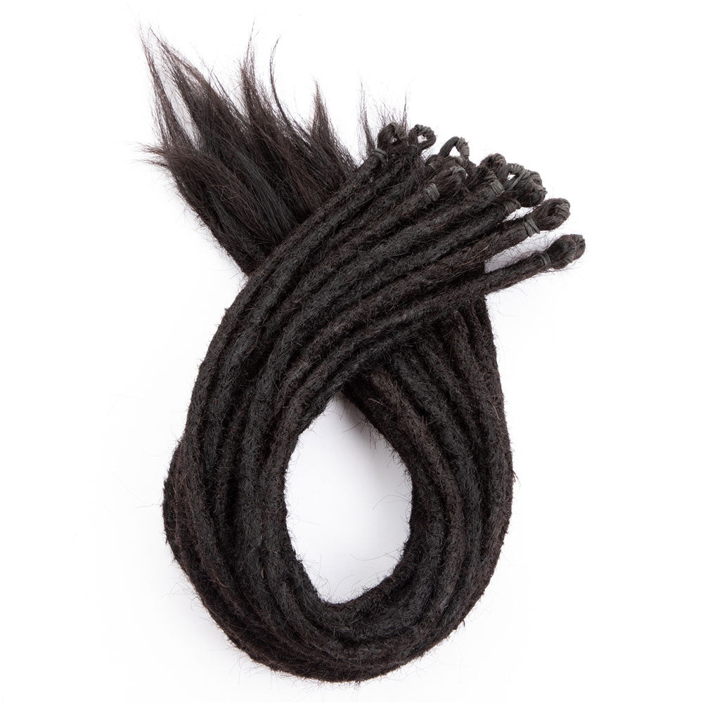 Pre-Looped Straight Human Hair Dreadlocks Extensions Single Ended Handmade Locs For Men and Women 0.6cm Thickness