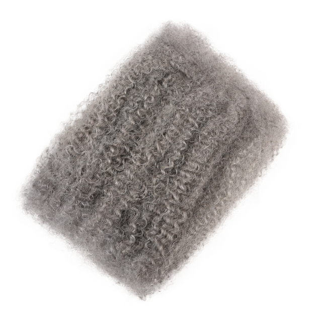 Grey afro kinky fluffy human hair bulk for braiding dreadlocks, 4C texture.