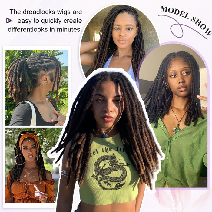 Human Hair Dreadlocks Full Lace Wig 12 inches