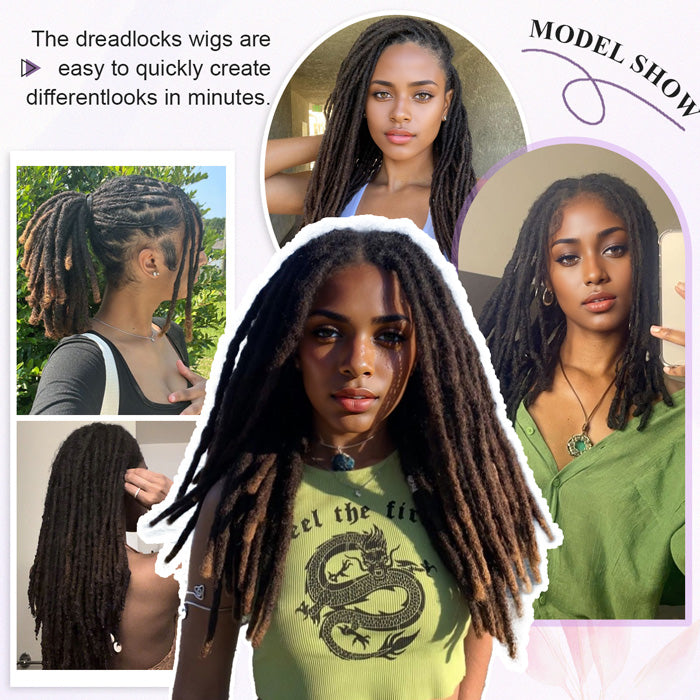 Perruque 100% Afro Human Hair Dreadlocks avec perruque Full Lace Locs pour femmes noires