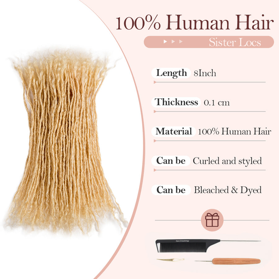 #613 Interlocking Sisterlocks Curly Tips 100％ Real Micro Locs Extesnions Human Hair, Full Handmade Sister Locs